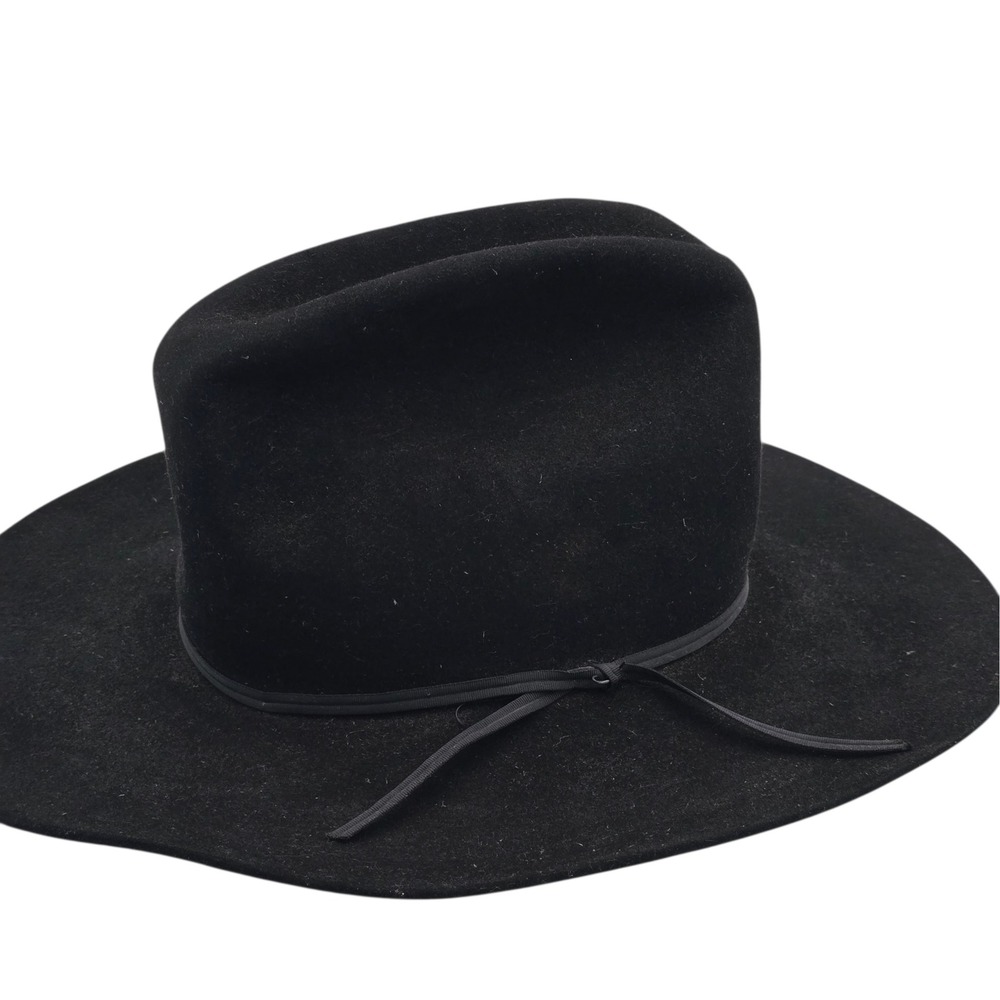 Vtg Resistol 4X Beaver Self-Conforming Cowboy Hat Black 7 5/8 Made Texas USA